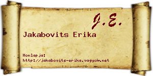 Jakabovits Erika névjegykártya